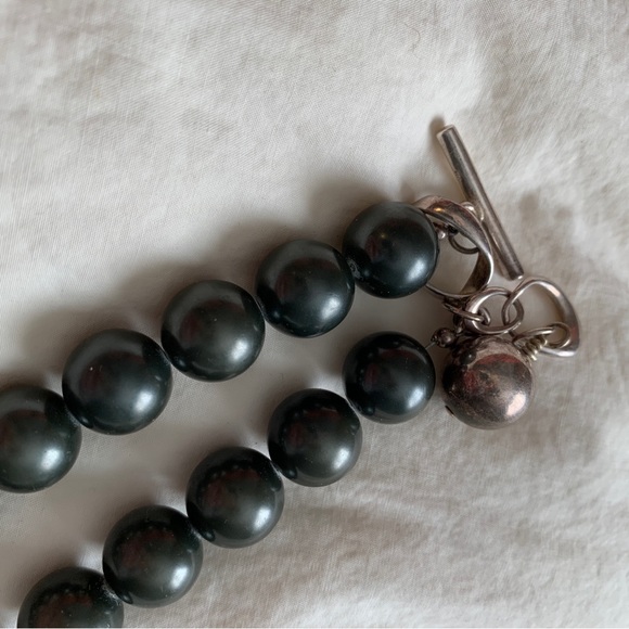 Sterling Silver Necklace with Heavy Metal Beads and Toggle Closure Classic Style - Picture 6 of 6